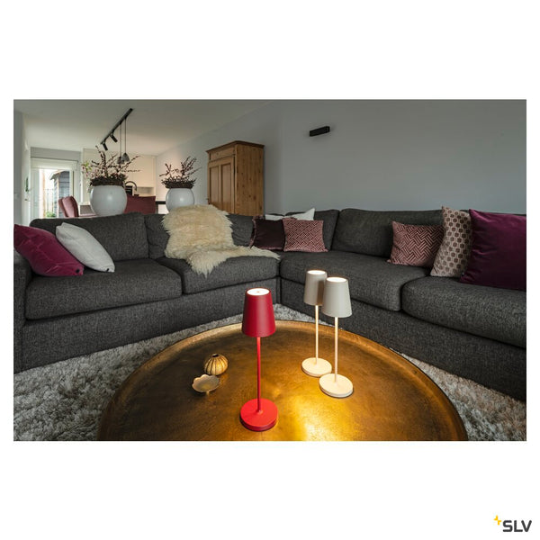 SLV VINOLINA TWO, table lamp, battery-powered, IP65, 2200/2700/3000 K, TOUCH, red 1007694