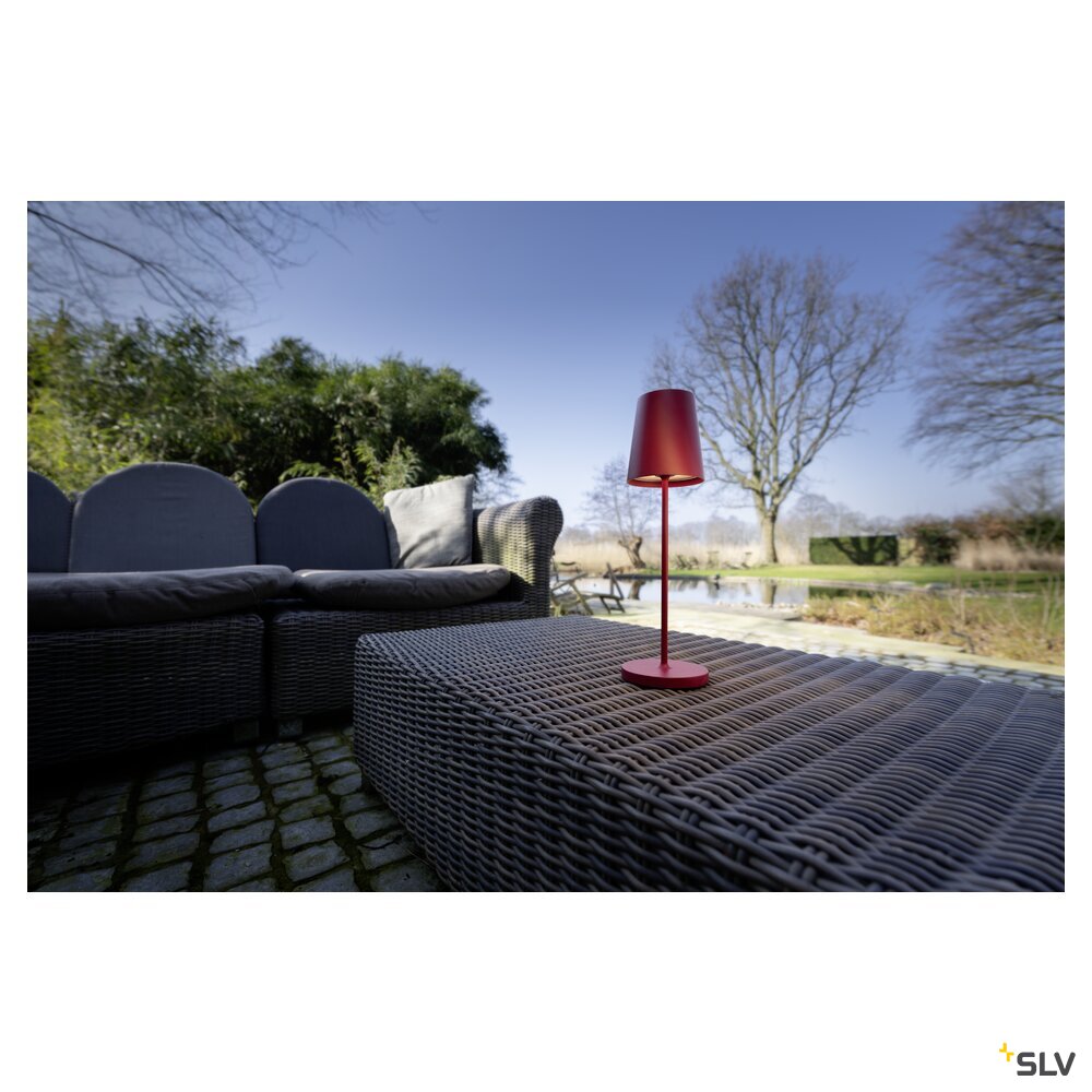 SLV VINOLINA TWO, table lamp, battery-powered, IP65, 2200/2700/3000 K, TOUCH, red 1007694
