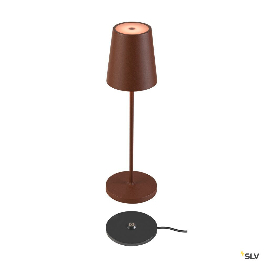 SLV VINOLINA TWO, table lamp, battery-powered, IP65, 2200/2700/3000 K, TOUCH, rust 1007695