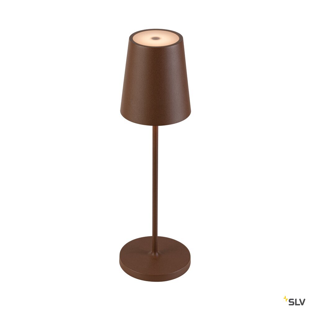 SLV VINOLINA TWO, table lamp, battery-powered, IP65, 2200/2700/3000 K, TOUCH, rust 1007695