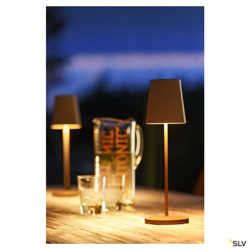 SLV VINOLINA TWO, table lamp, battery-powered, IP65, 2200/2700/3000 K, TOUCH, rust 1007695