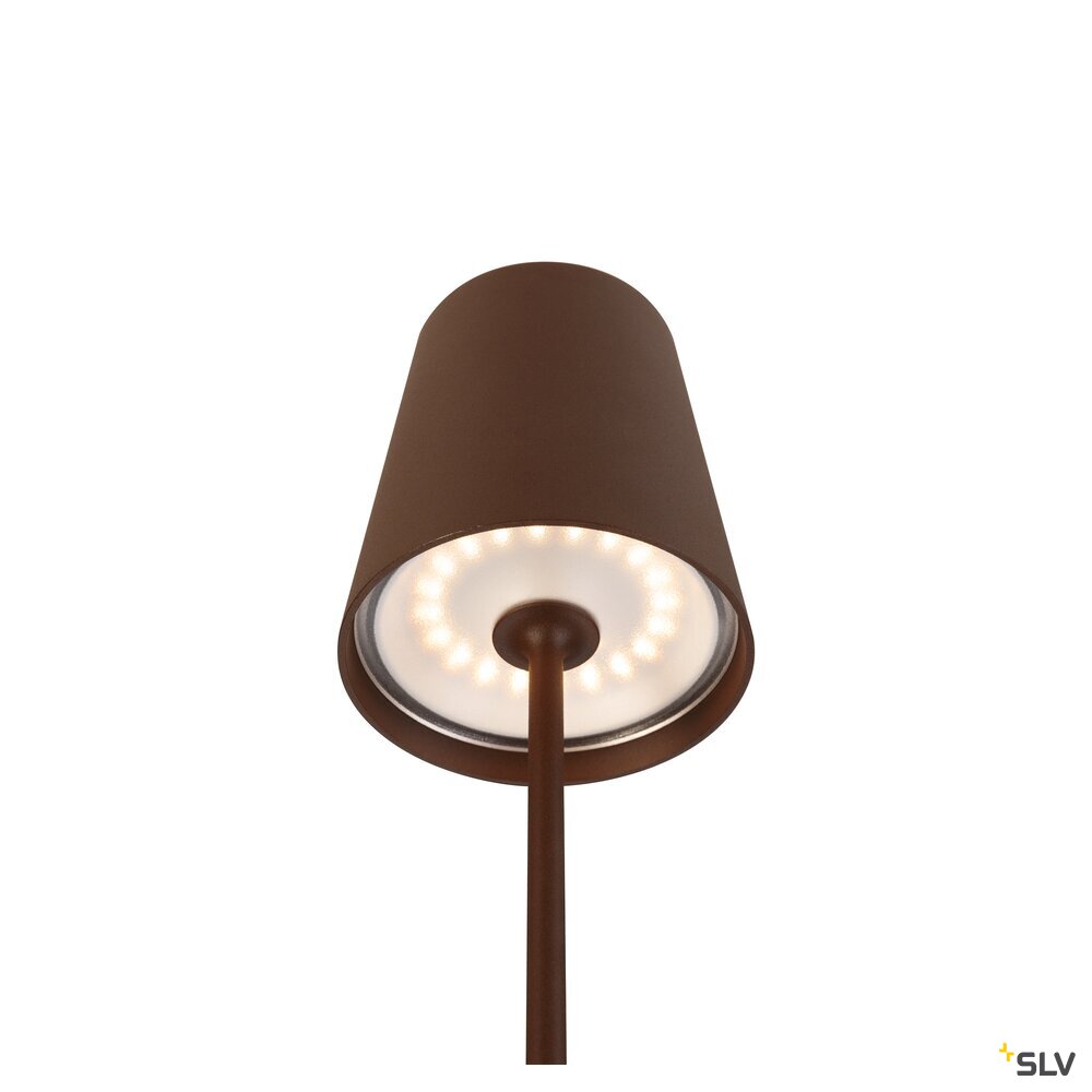 SLV VINOLINA TWO, table lamp, battery-powered, IP65, 2200/2700/3000 K, TOUCH, rust 1007695