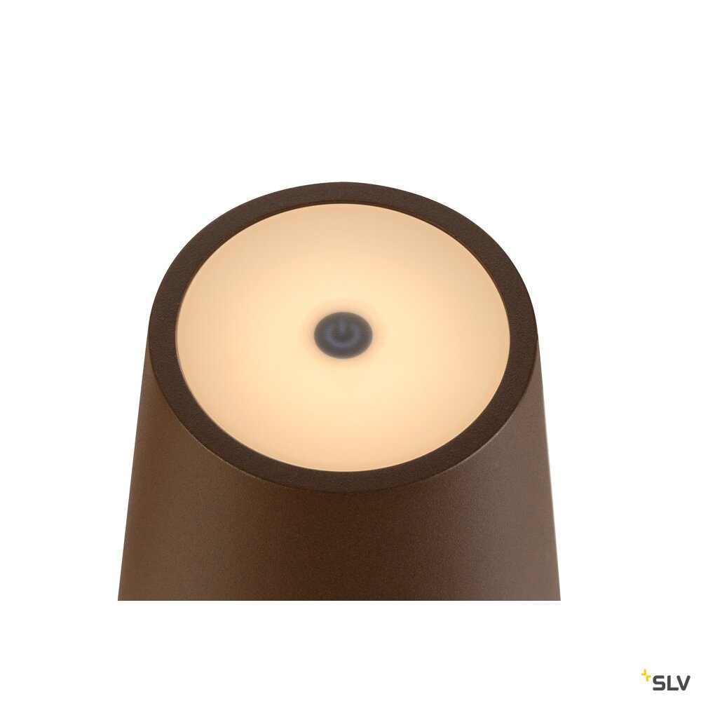SLV VINOLINA TWO, table lamp, battery-powered, IP65, 2200/2700/3000 K, TOUCH, rust 1007695