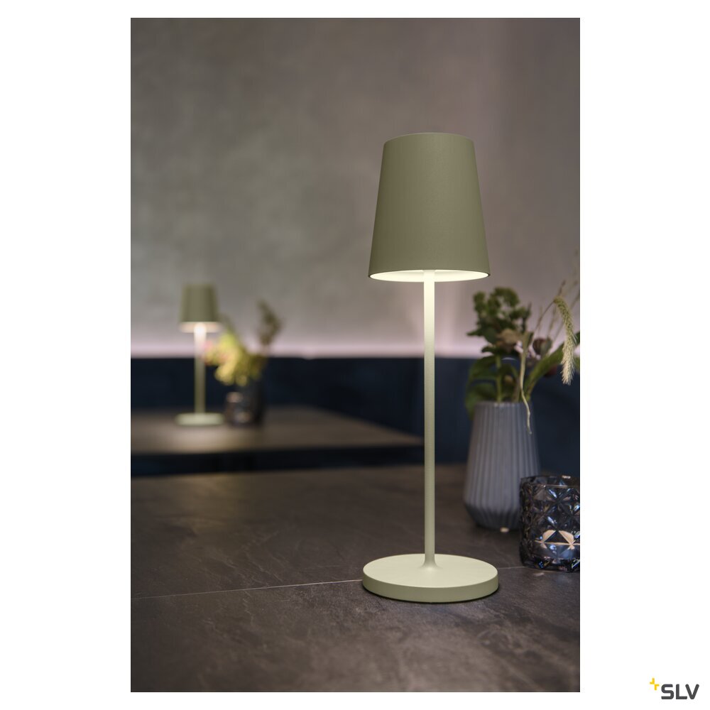 SLV VINOLINA TWO, table lamp, battery-powered, IP65, 2200/2700/3000 K, TOUCH, green 1007696
