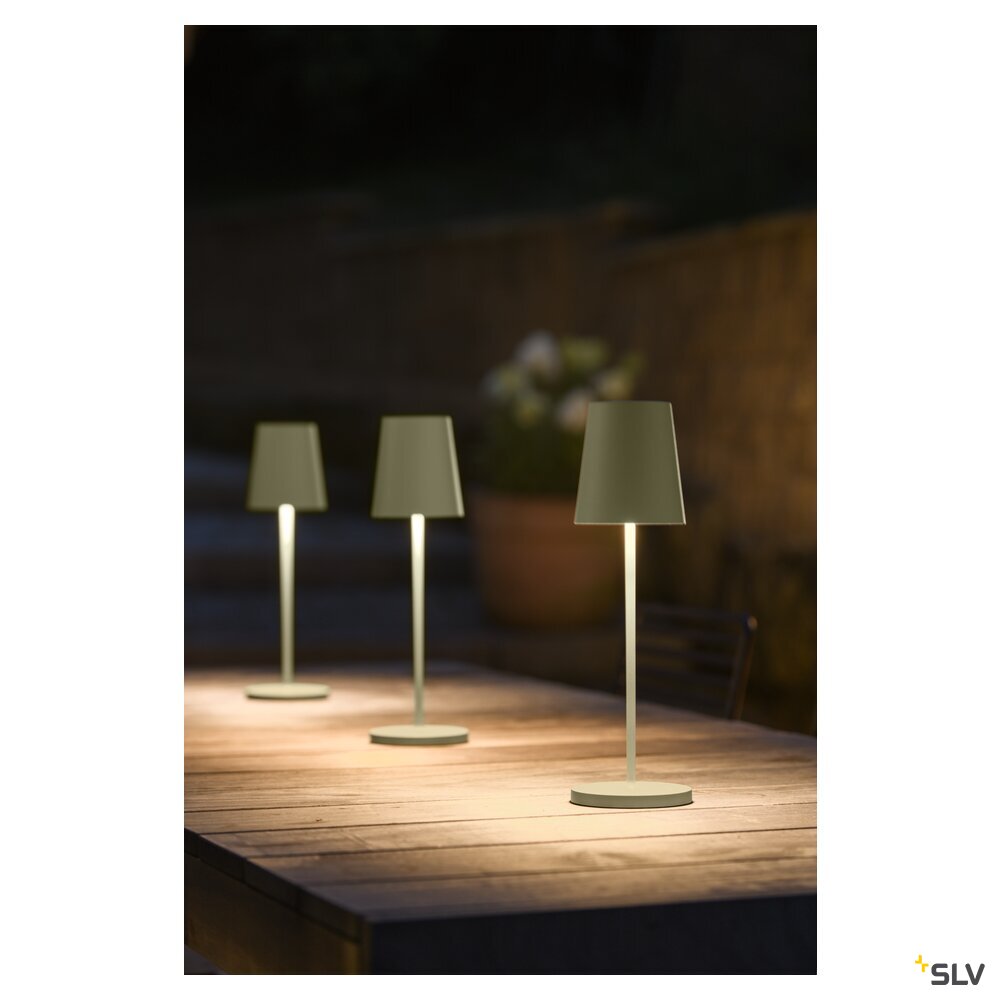 SLV VINOLINA TWO, table lamp, battery-powered, IP65, 2200/2700/3000 K, TOUCH, green 1007696