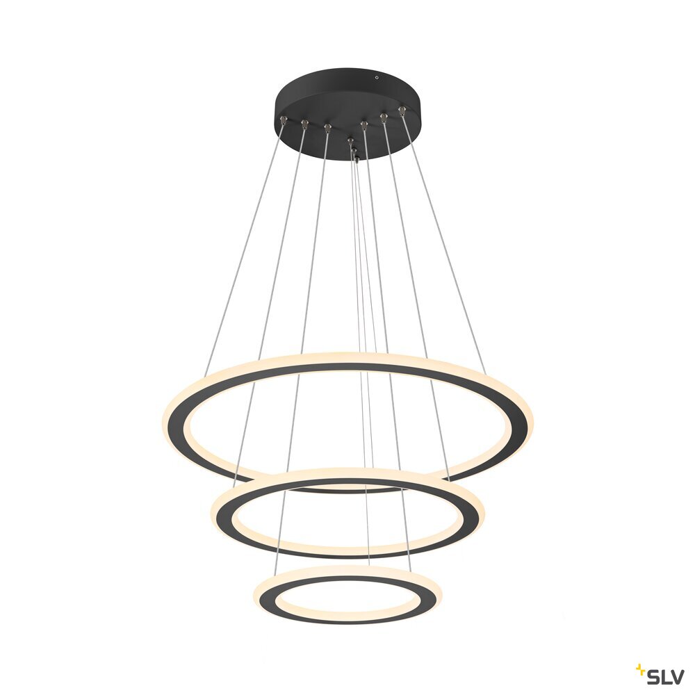 SLV ONE FLAT, pendant light, triple, 300cm, 2700/3000K, DALI 2, Touch, black 1007701