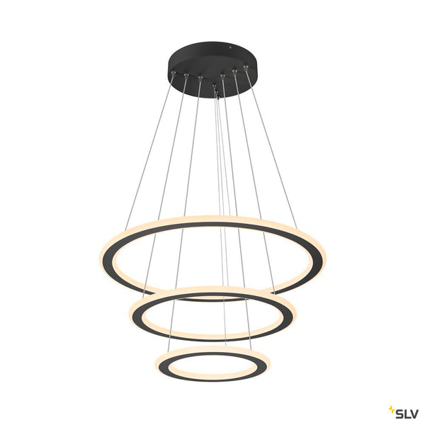 SLV ONE FLAT, pendant light, triple, 300cm, 2700/3000K, DALI 2, Touch, black 1007701