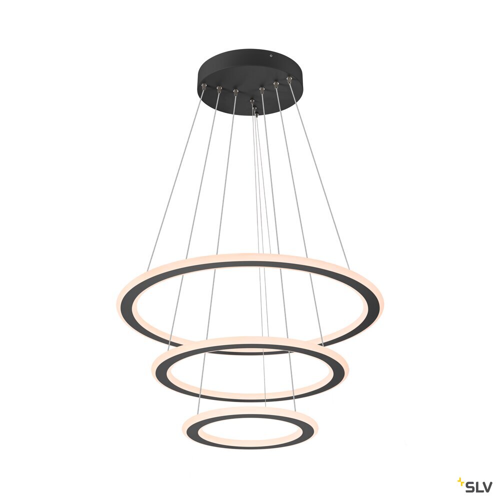 SLV ONE FLAT, pendant light, triple, 300cm, 2700/3000K, DALI 2, Touch, black 1007701