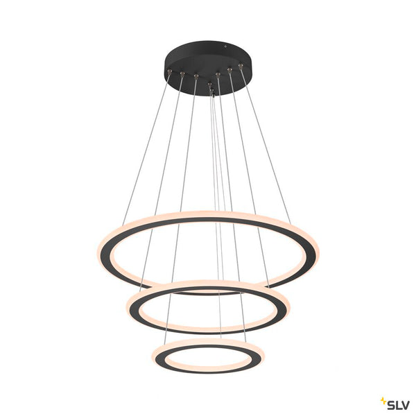 SLV ONE FLAT, pendant light, triple, 300cm, 2700/3000K, DALI 2, Touch, black 1007701