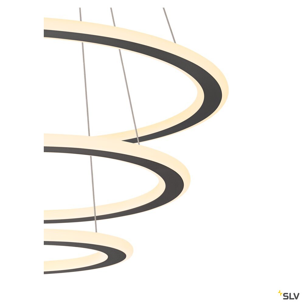 SLV ONE FLAT, pendant light, triple, 300cm, 2700/3000K, DALI 2, Touch, black 1007701