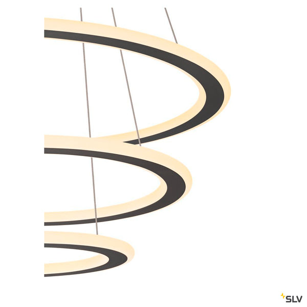 SLV ONE FLAT, pendant light, triple, 300cm, 2700/3000K, DALI 2, Touch, black 1007701