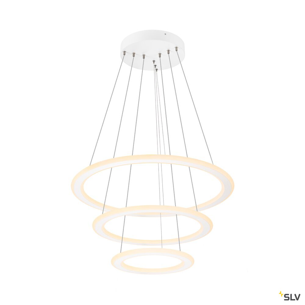 SLV ONE FLAT, pendant light, triple, 300cm, 2700/3000K, DALI 2, Touch, white 1007702