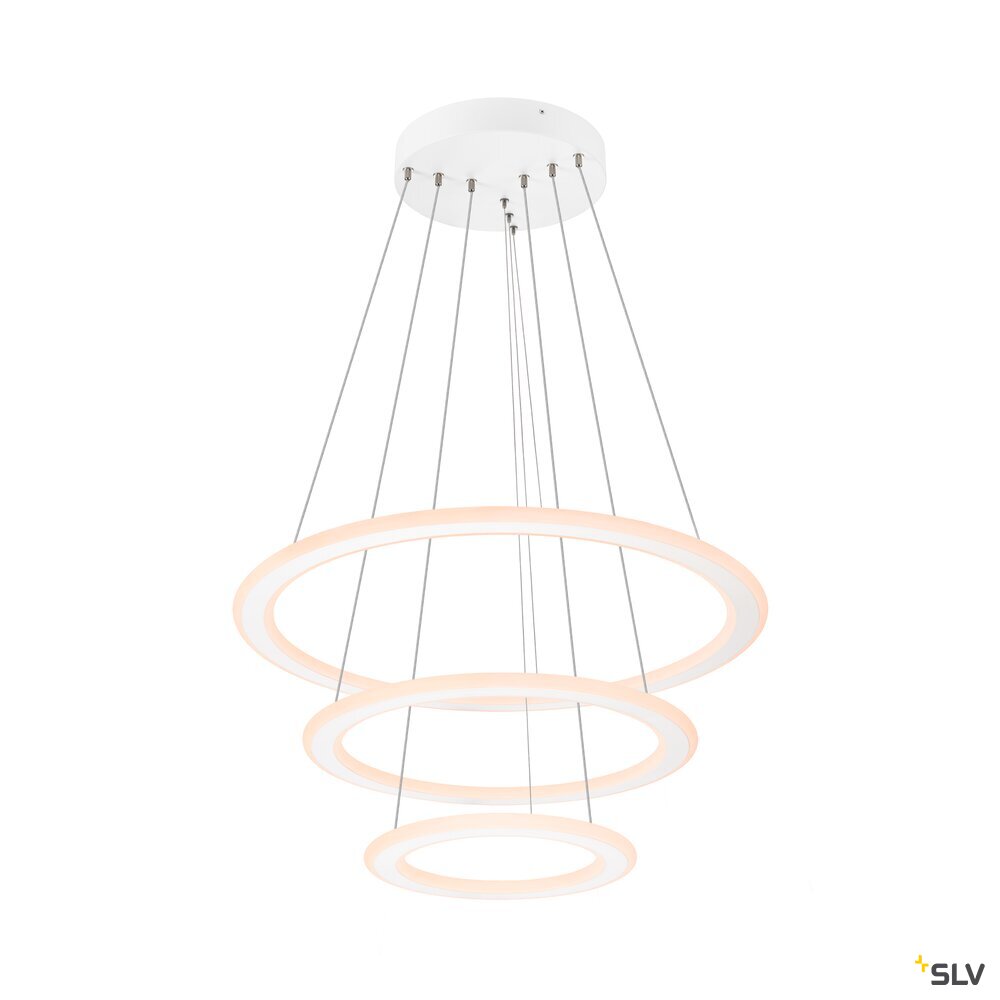 SLV ONE FLAT, pendant light, triple, 300cm, 2700/3000K, DALI 2, Touch, white 1007702