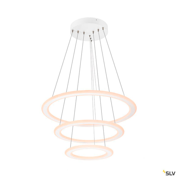 SLV ONE FLAT, pendant light, triple, 300cm, 2700/3000K, DALI 2, Touch, white 1007702