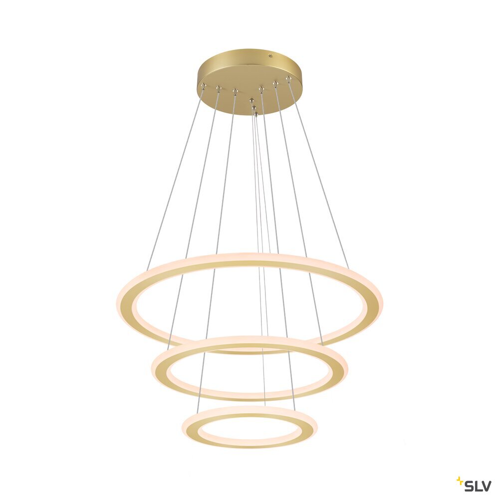 SLV ONE FLAT, pendant light, triple, 300cm, 2700/3000K, DALI 2, Touch, brass 1007703