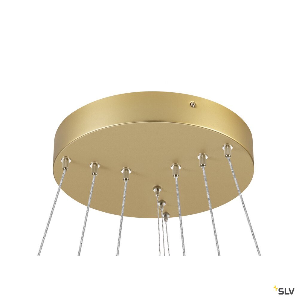 SLV ONE FLAT, pendant light, triple, 300cm, 2700/3000K, DALI 2, Touch, brass 1007703