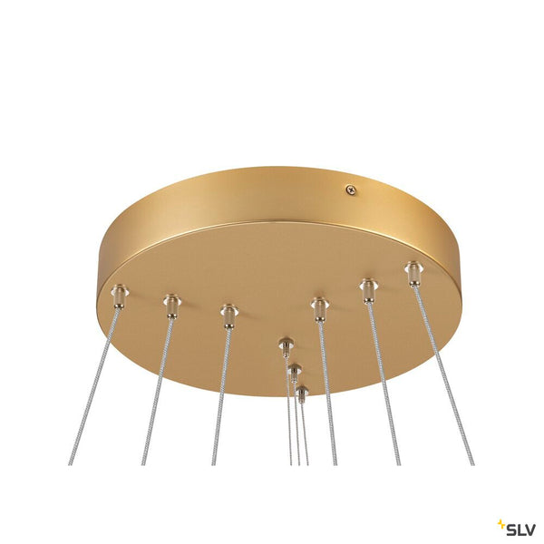 SLV ONE FLAT, pendant light, triple, 300cm, 2700/3000K, DALI 2, Touch, brass 1007703