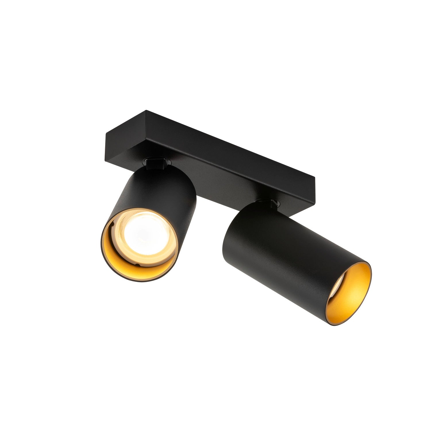 SLV KAMI, ceiling-mounted light, double, 2x max. 10 W, GU10, black/gold 1007723