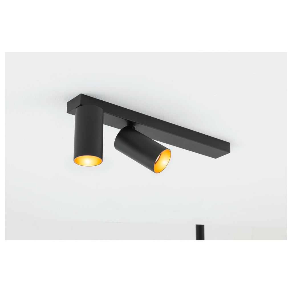 SLV KAMI, ceiling-mounted light, double, long, 2x max. 10 W, GU10, black/gold 1007729