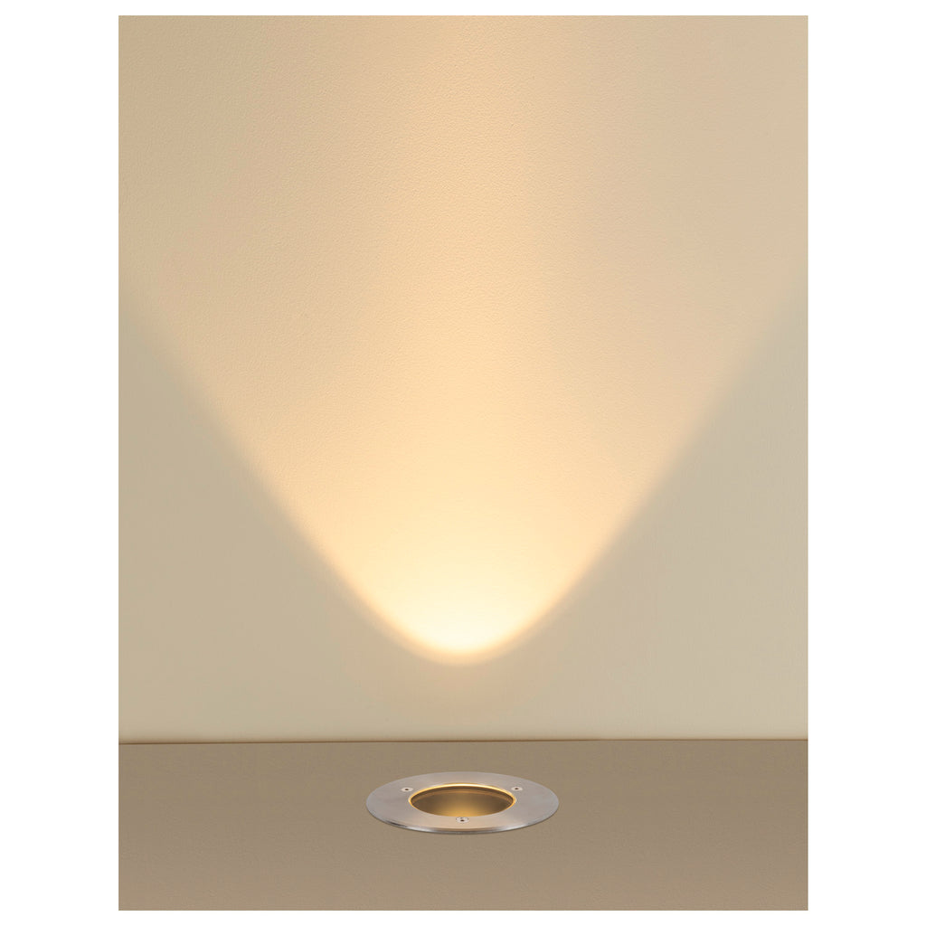 SLV DASAR® M, recessed floor light, round cover, 24°, 3000 K, incl. DALI driver, stainless steel 1007810