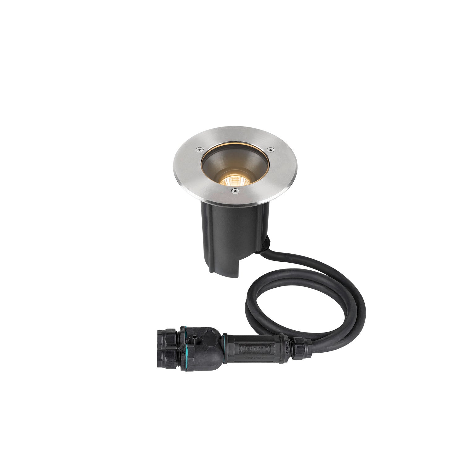 SLV DASAR® M, recessed floor light, round cover, 24°, 3000 K, incl. DALI driver, stainless steel 1007810