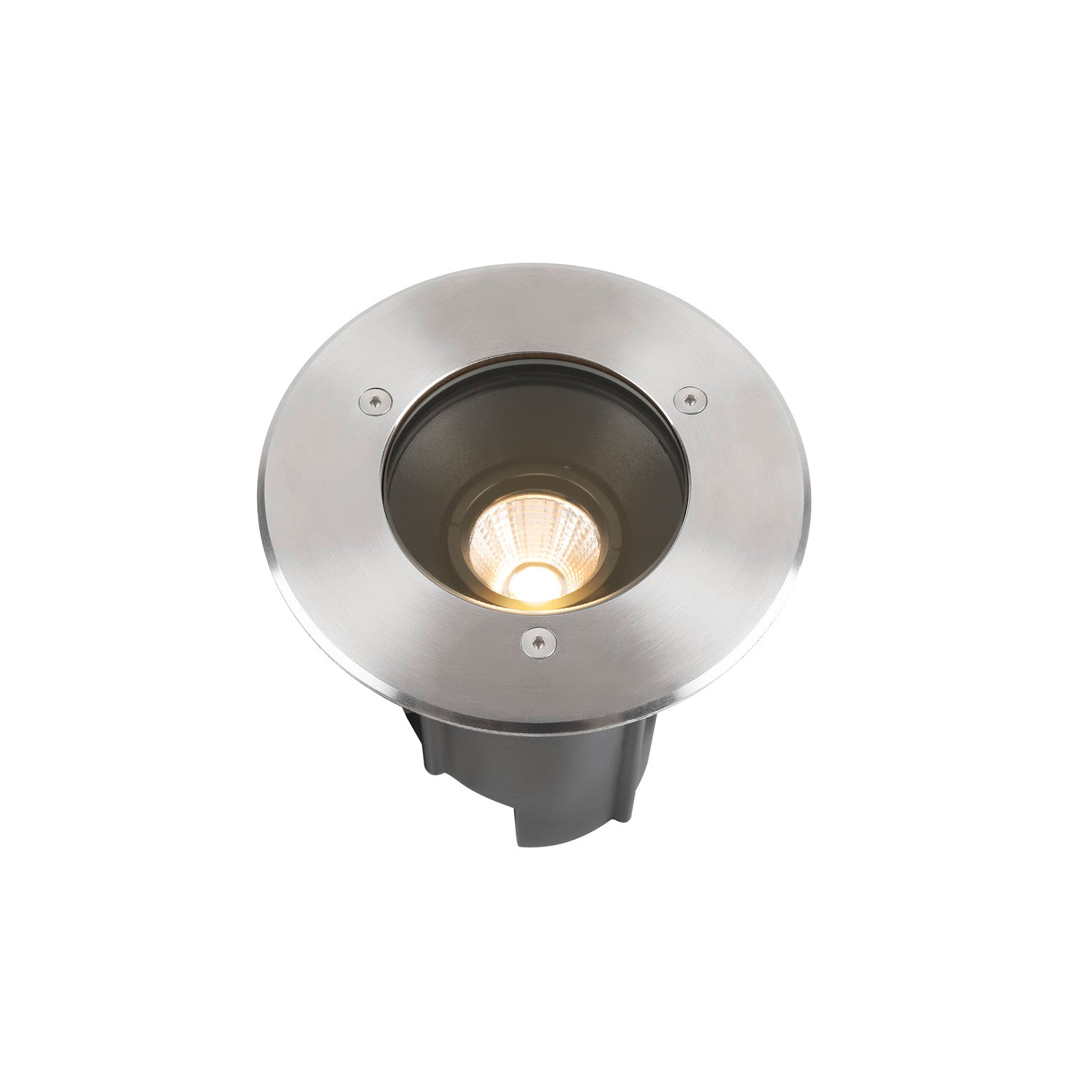 SLV DASAR® M, recessed floor light, round cover, 24°, 3000 K, incl. DALI driver, stainless steel 1007810