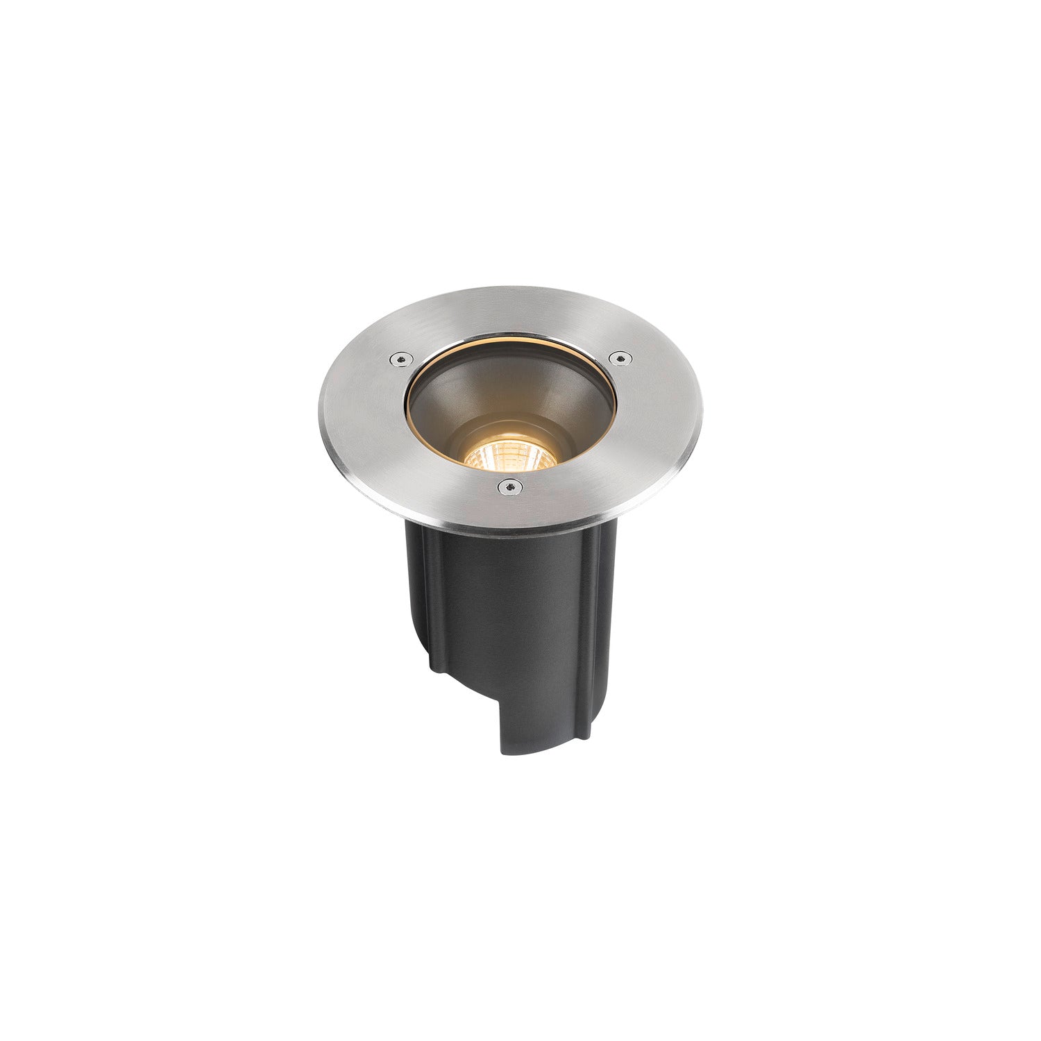SLV DASAR® M, recessed floor light, round cover, 24°, 3000 K, incl. DALI driver, stainless steel 1007810