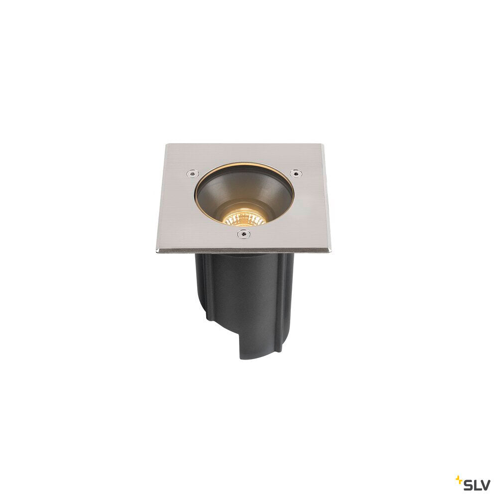 SLV DASAR® M, recessed floor light, square cover, 24°, 3000 K, incl. DALI driver, stainless steel 1007811