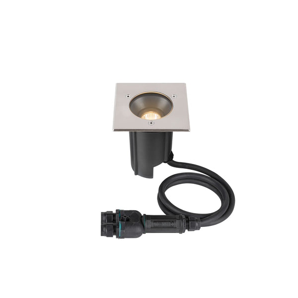 SLV DASAR® M, recessed floor light, square cover, 24°, 3000 K, incl. DALI driver, stainless steel 1007811