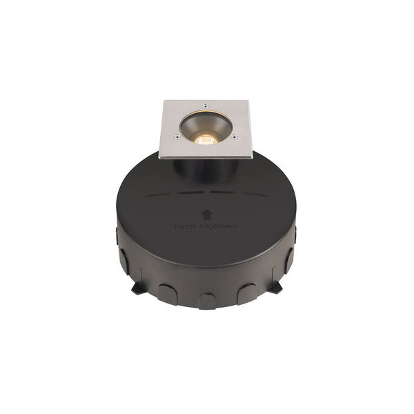 SLV DASAR® M, recessed floor light, square cover, 24°, 3000 K, incl. DALI driver, stainless steel 1007811