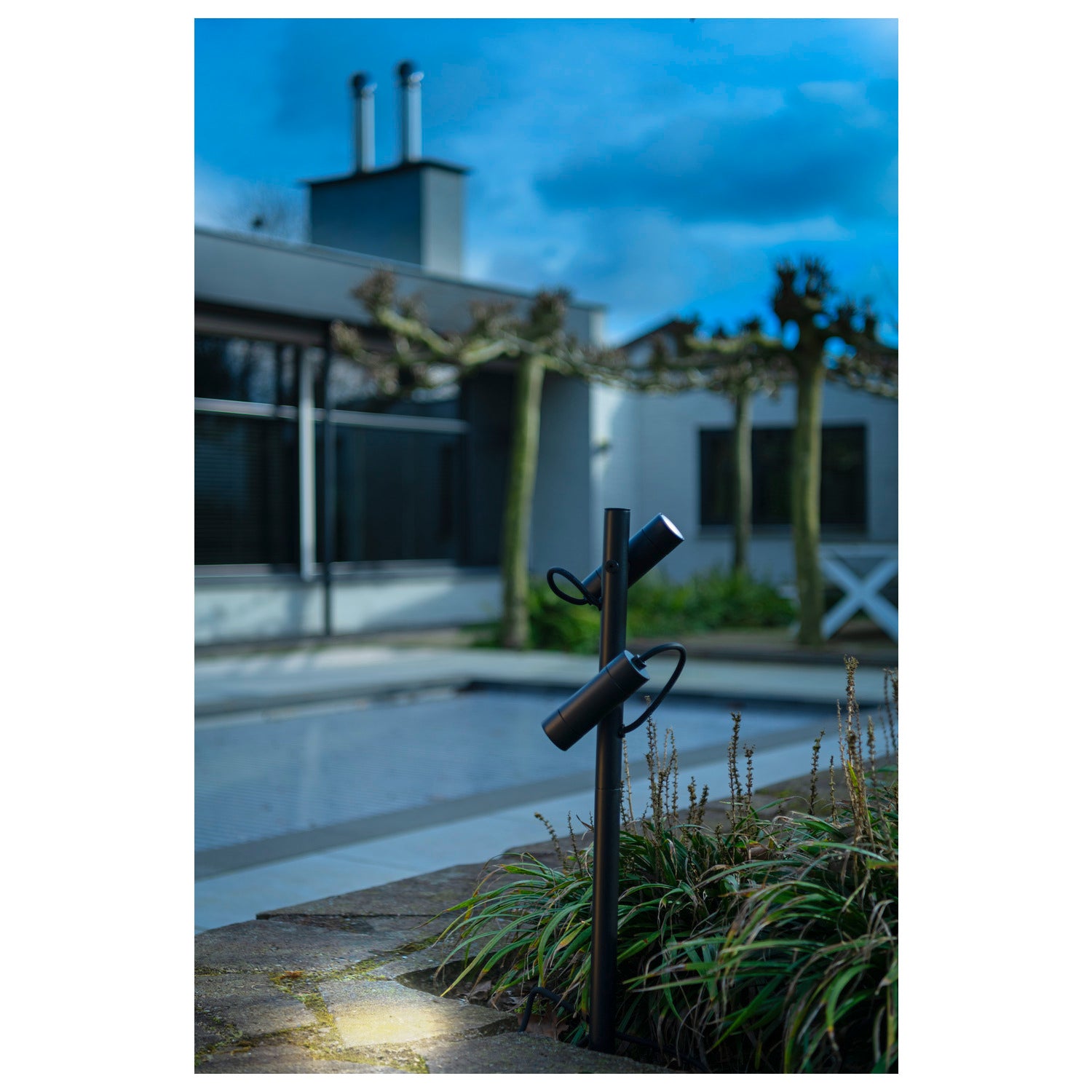 SLV HELIA SLIM Pole, double, LED outdoor free-standing light, black IP65 3000 K 1007869