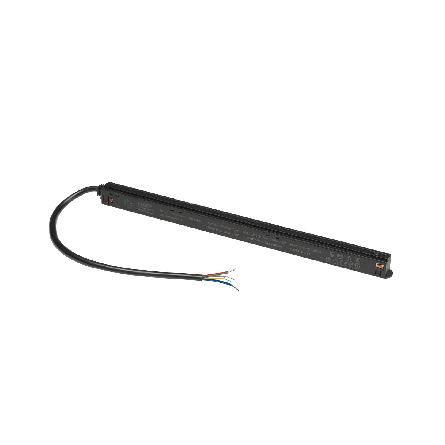 SLV 48V SYSTEM, Intrack LED driver, 48VDC, 100 W, incl. 30 cm connection cable for 220-240VAC and DALI through-wiring, black 1007870