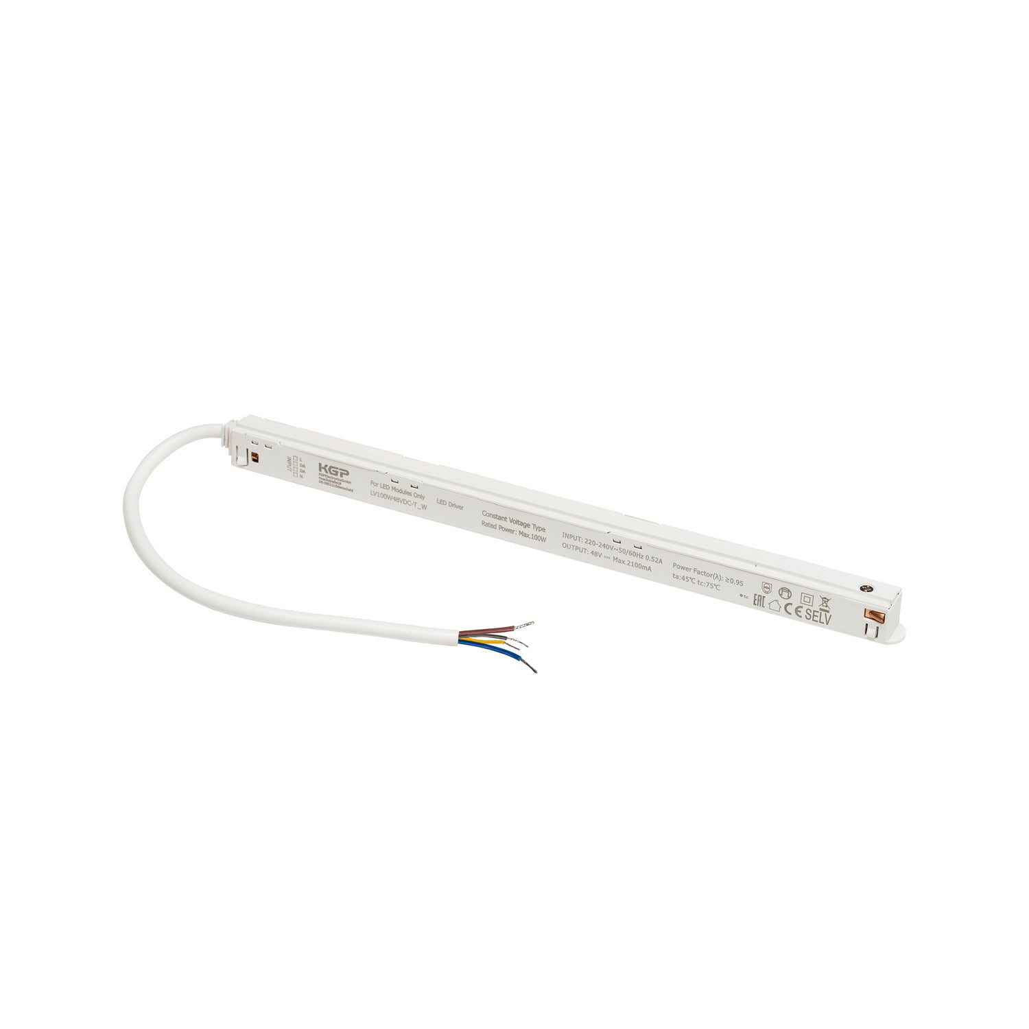 SLV 48V SYSTEM, Intrack LED driver, 48VDC, 100 W, incl. 30 cm connection cable for 220-240VAC and DALI through-wiring, white 1007871