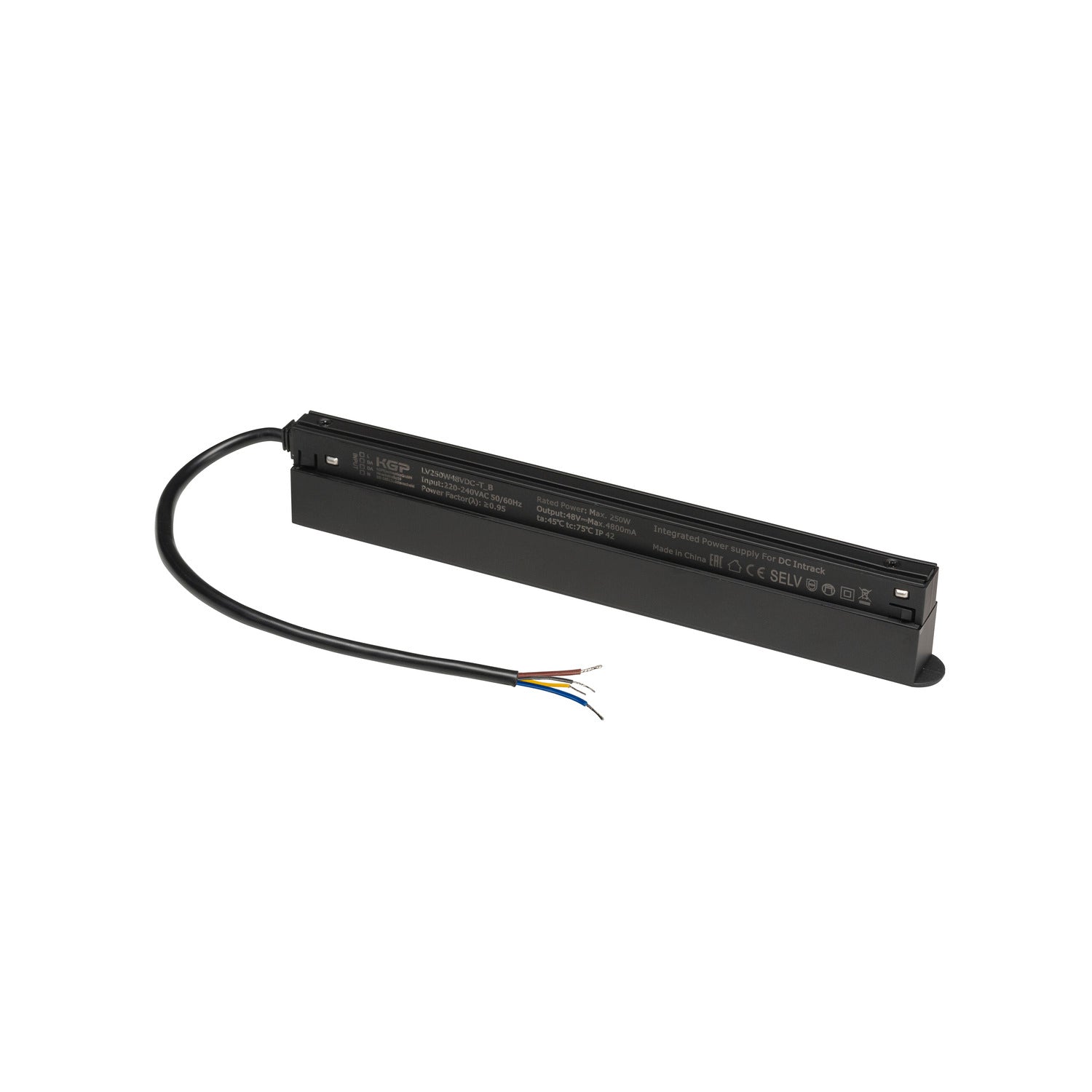 SLV 48V SYSTEM, Intrack LED driver, 48VDC, 250 W, incl. 30 cm connection cable for 220-240VAC and DALI through-wiring, black 1007872