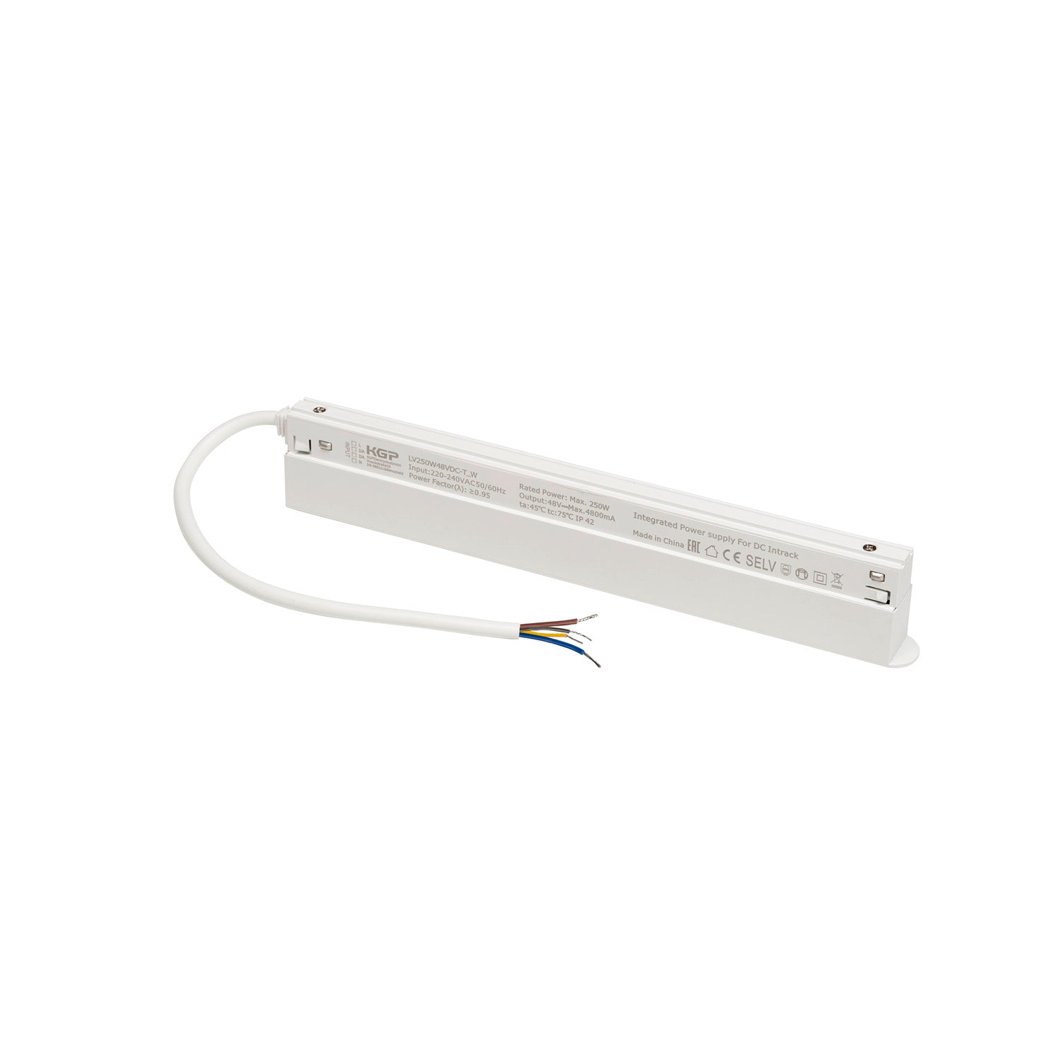 SLV 48V SYSTEM, Intrack LED driver, 48VDC, 250 W, incl. 30 cm connection cable for 220-240VAC and DALI through-wiring, black 1007873