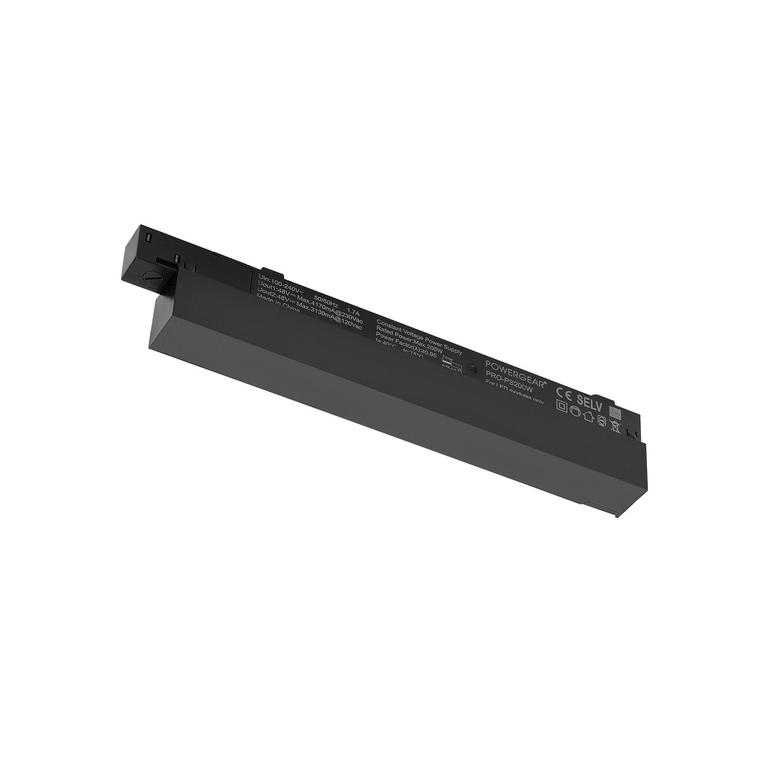 SLV 48V SYSTEM, Intrack LED driver, 48VDC, 200 W, On/Off, terminal for 220-240V cable, cable storage room, black 1007874