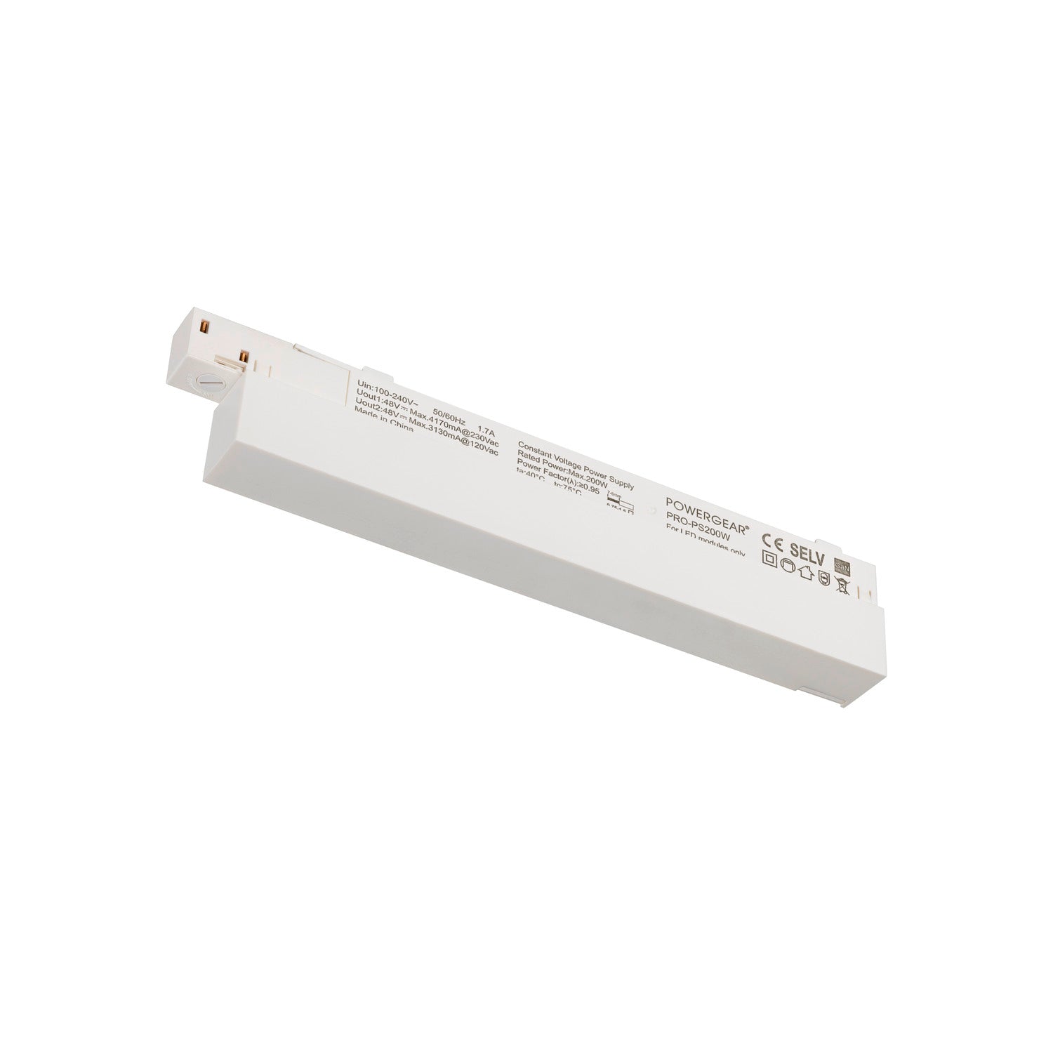SLV 48V SYSTEM, Intrack LED driver, 48VDC, 200 W, On/Off, terminal for 220-240V cable, cable storage room, white 1007875