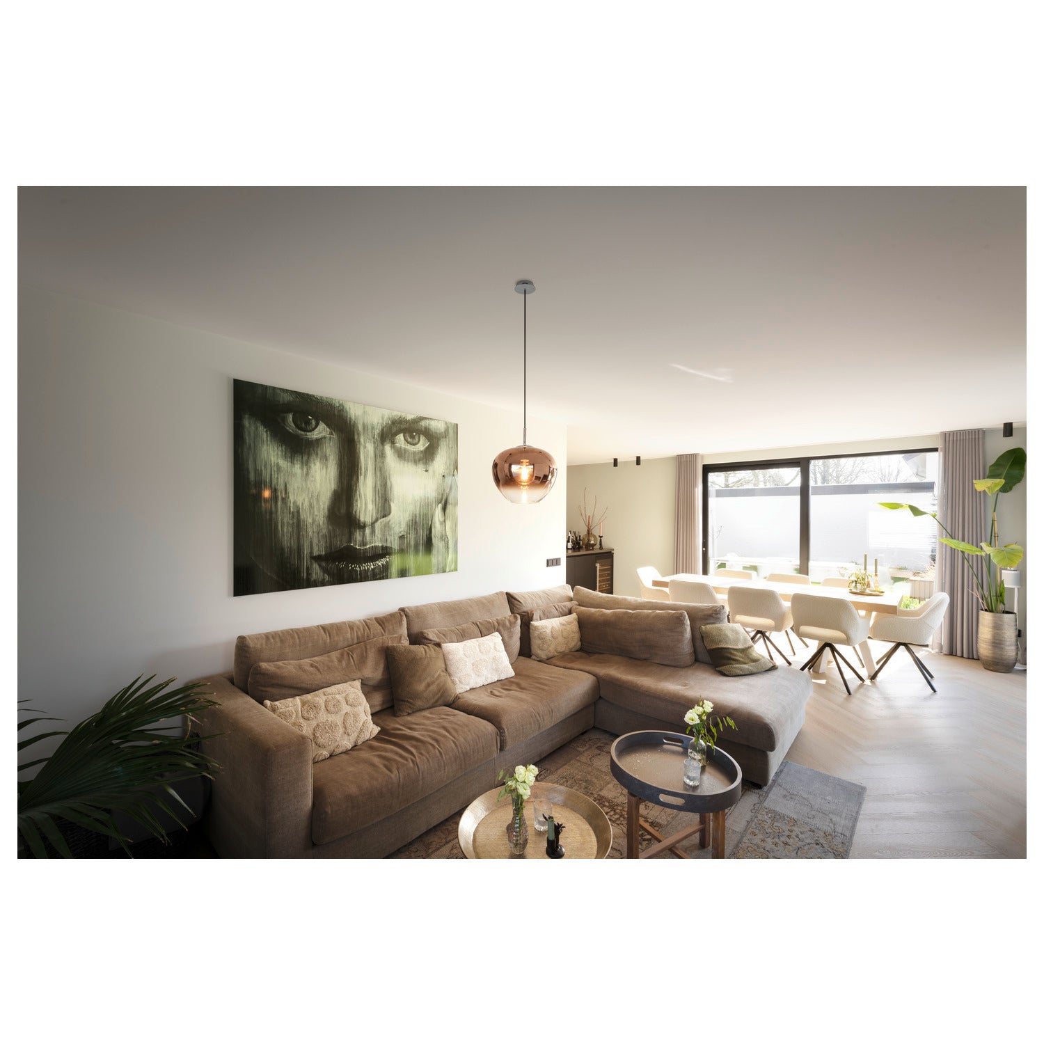 SLV PANTILO CONVEX 40, pendant light, 150 cm, E27, max. 40 W, copper 1007876