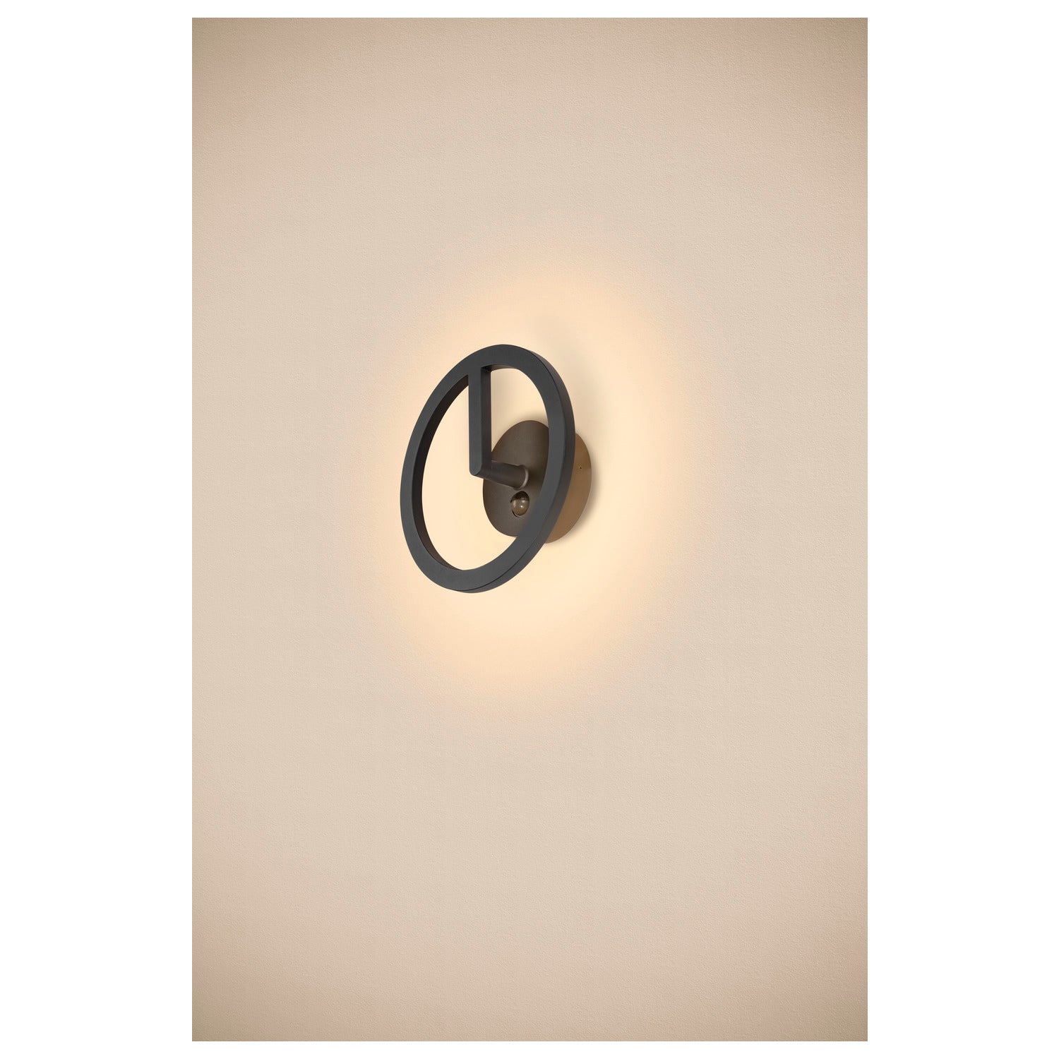 SLV Q-RING, wall light, sensor, 3000 K, IP54, black 1007916