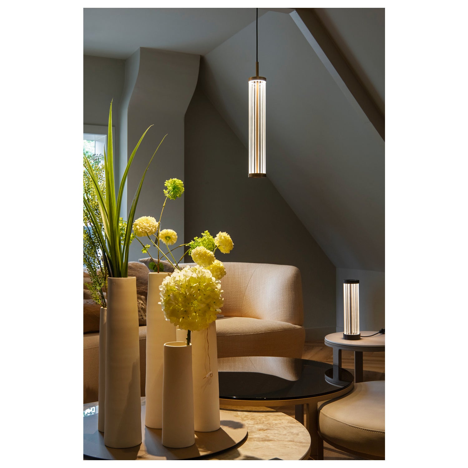 SLV QUIMERA, pendant light, pendant length 150 cm, 2700/3000 K, PHASE, brushed brass 1008033