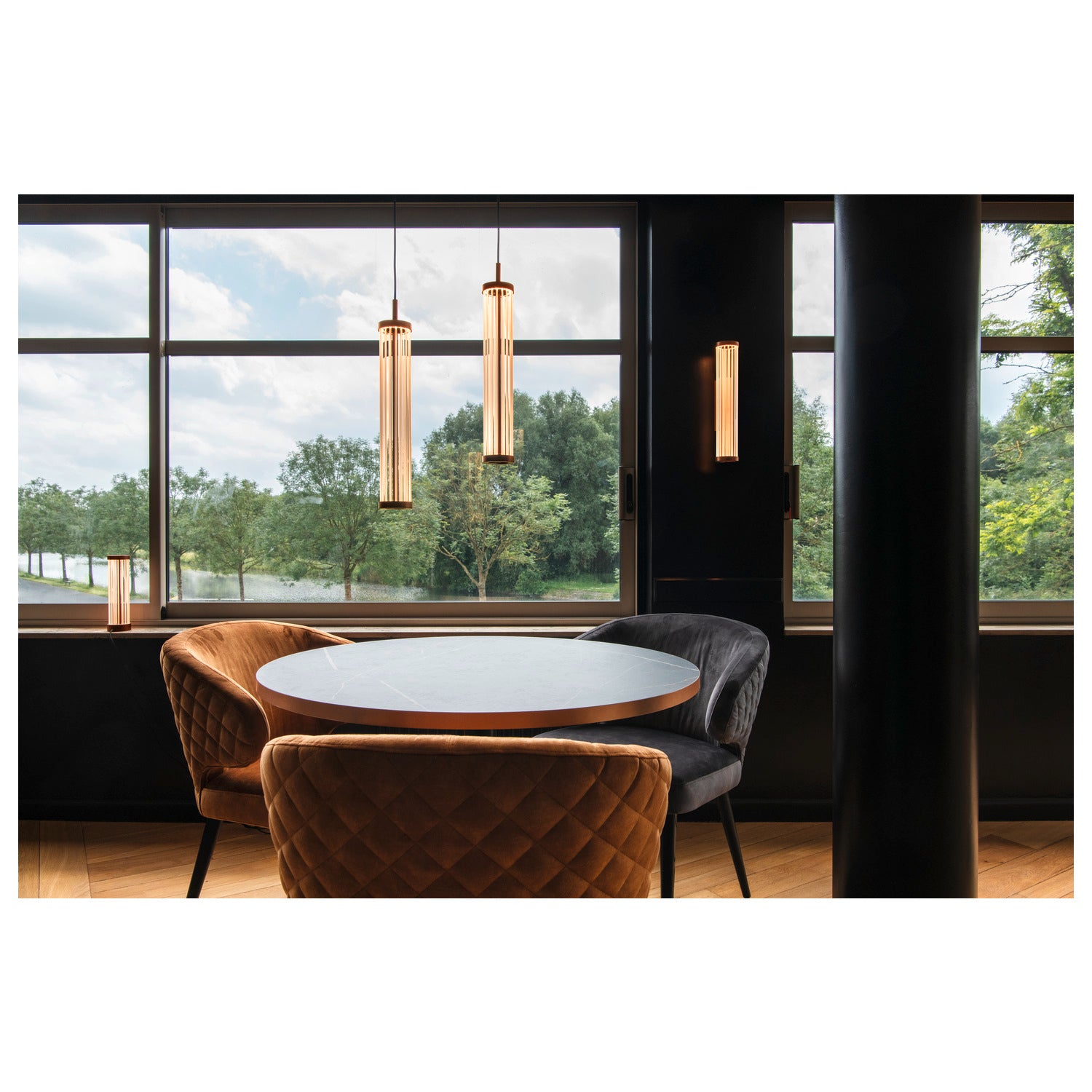 SLV QUIMERA, 1~ pendant light, pendant length 150 cm, 2700 K, PHASE, brushed brass 1008042