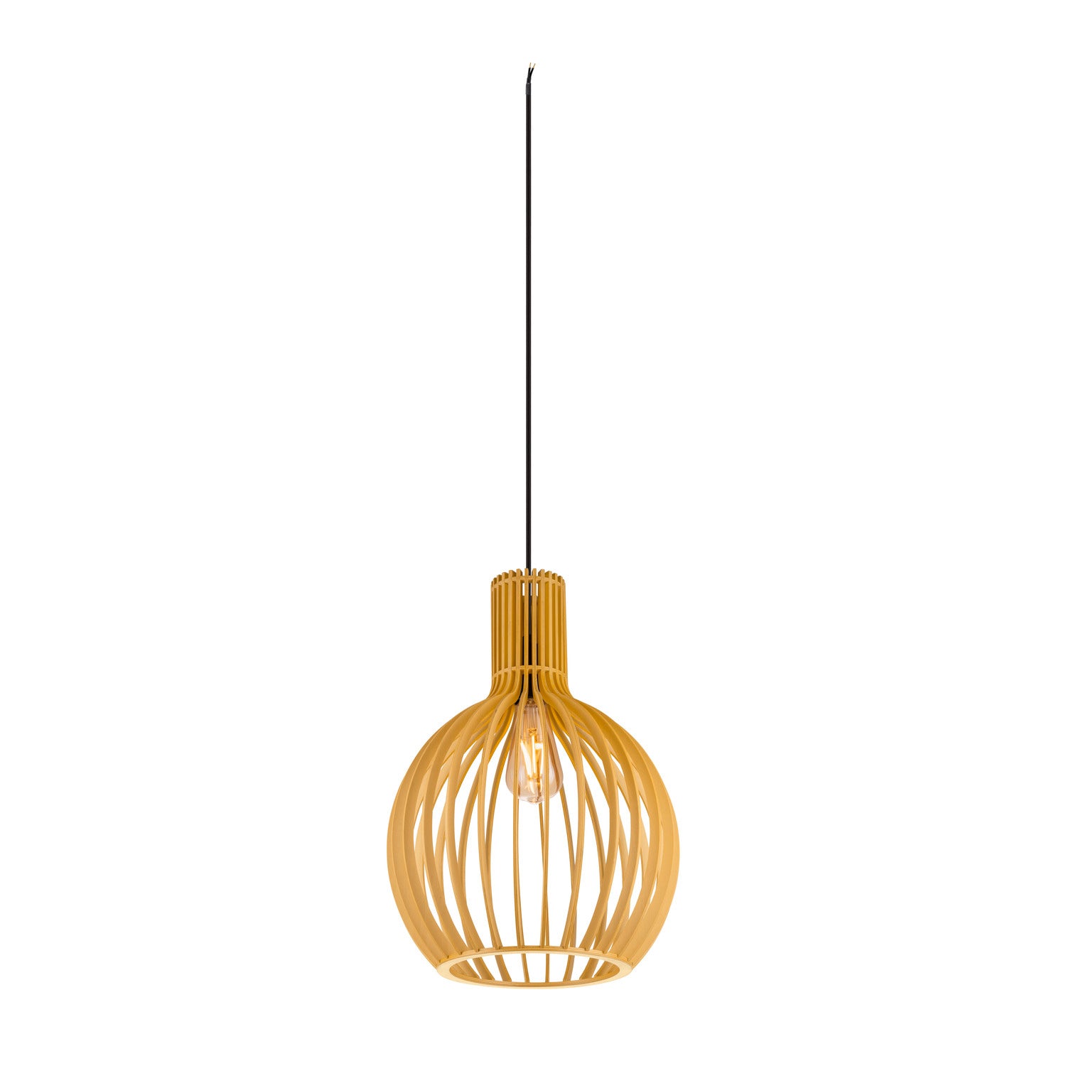 SLV WUD, pendant light, E27, ball shape, open cable end, 1x max. 60 W, black 1008044