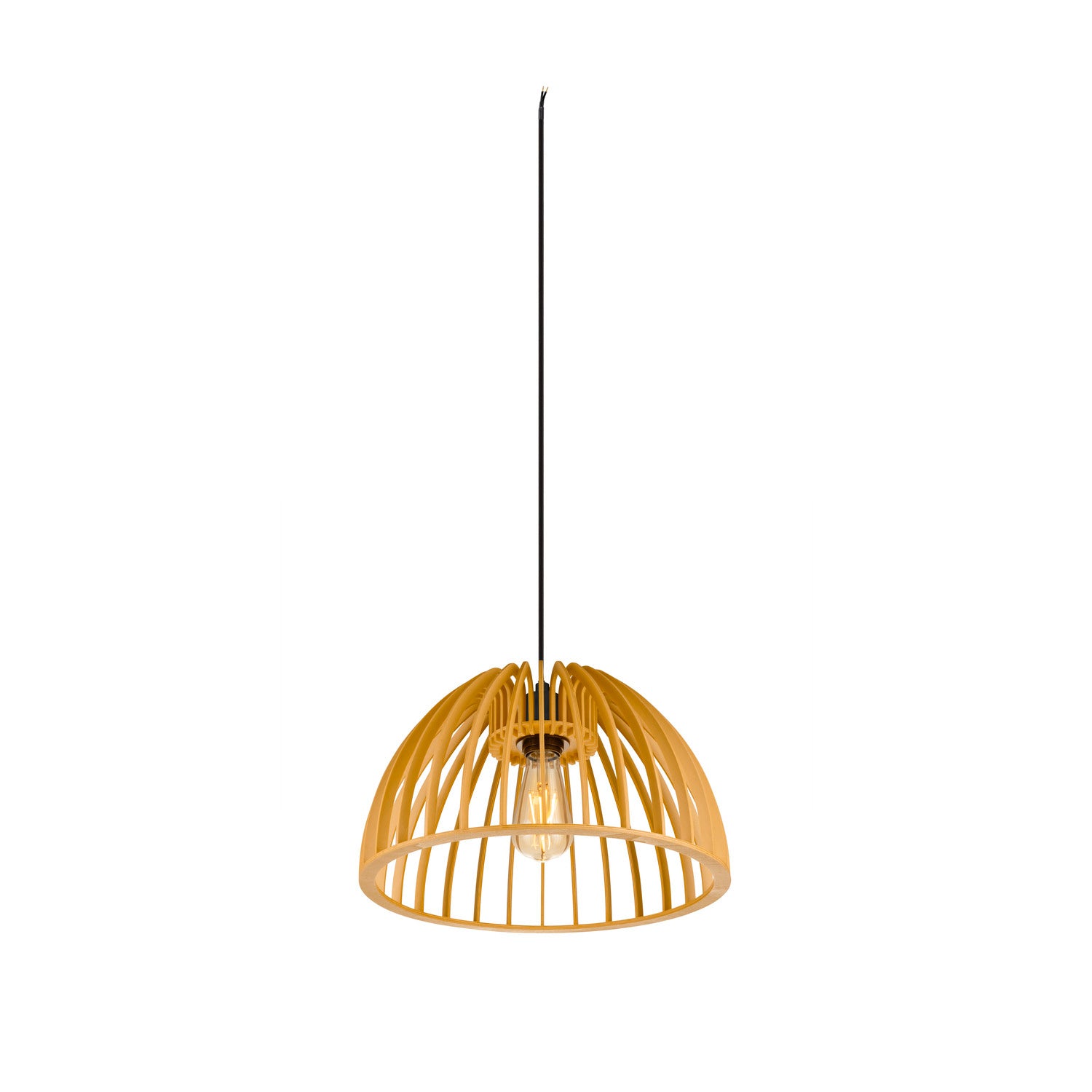 SLV WUD, pendant light, E27, half round, open cable end, 1 x max. 60 W, black 1008045