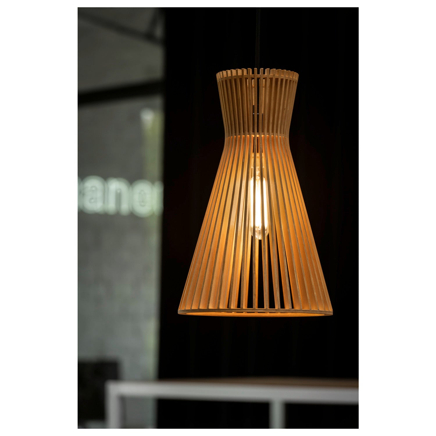 SLV WUD, pendant light, E27, conical, open cable end, 1 x max. 60 W, black 1008046