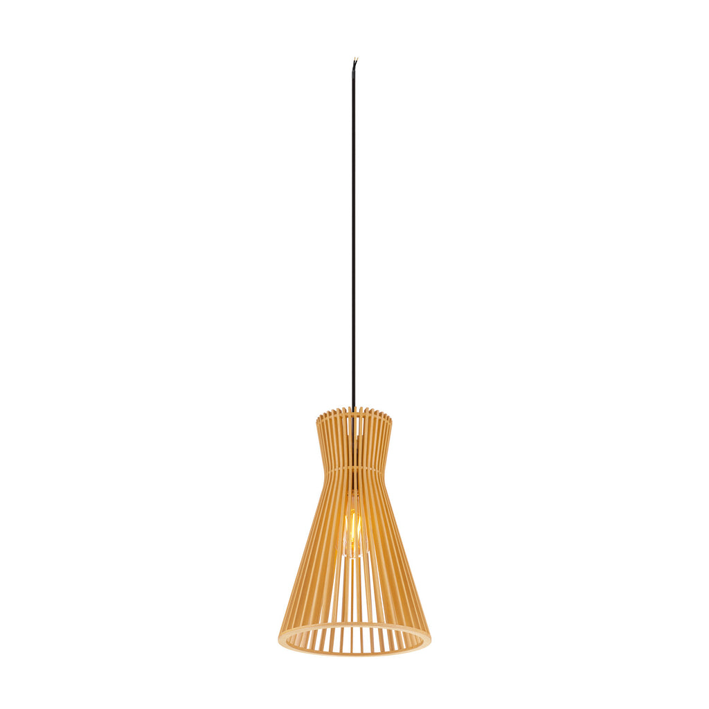 SLV WUD, pendant light, E27, conical, open cable end, 1 x max. 60 W, black 1008046