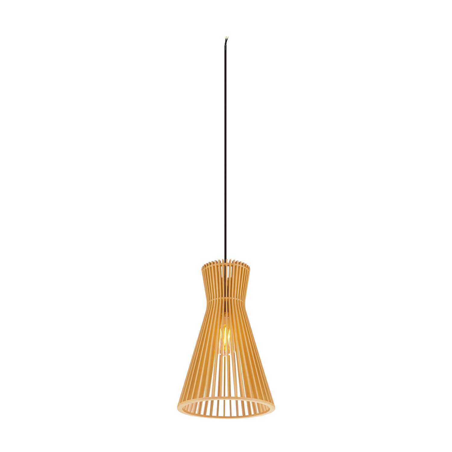 SLV WUD, pendant light, E27, conical, open cable end, 1 x max. 60 W, black 1008046
