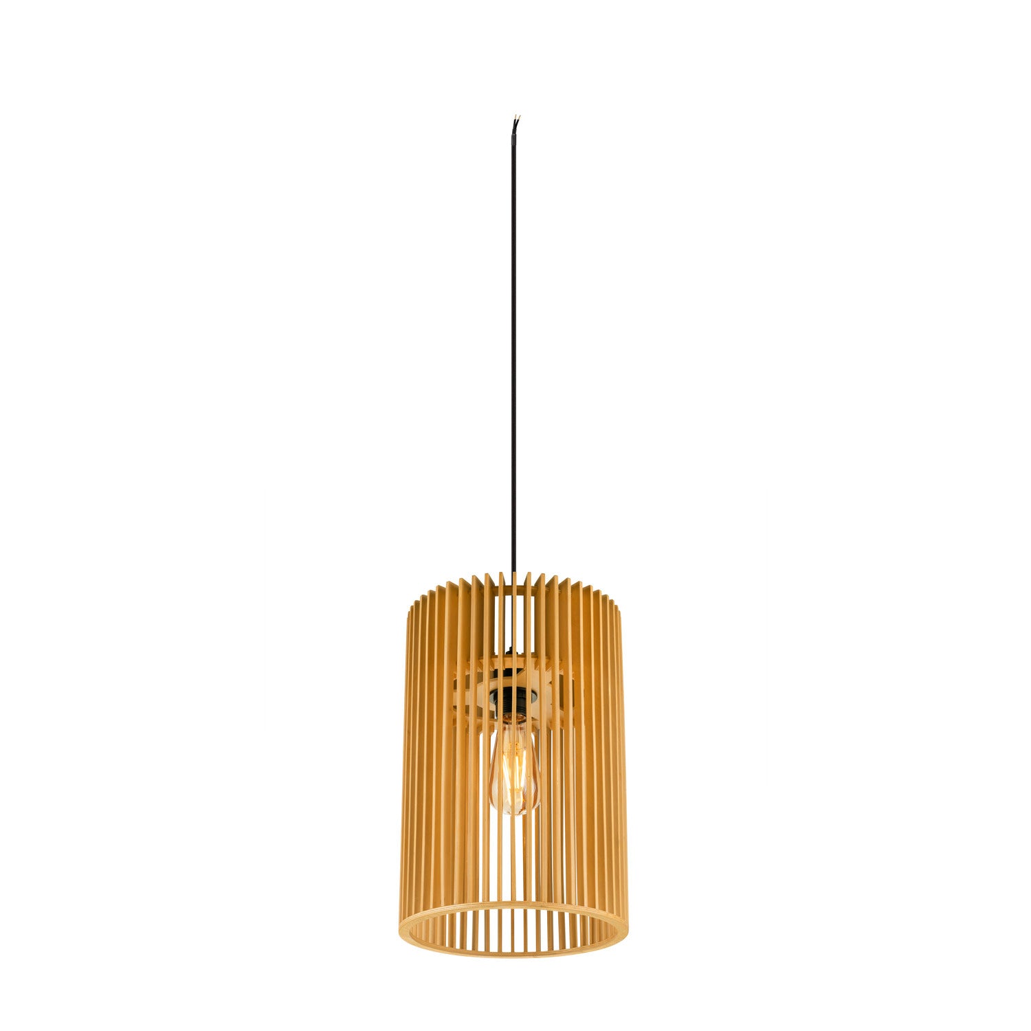 SLV WUD, pendant light, E27, cylindrical, open cable end, 1 x max. 60 W, black 1008047