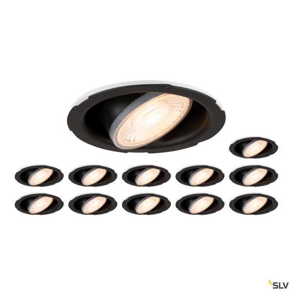 SLV Set consisting of 12 x UNIVERSAL DOWNLIGHT PHASE IP20 38°, fixed/pivoting, without cover 1008066