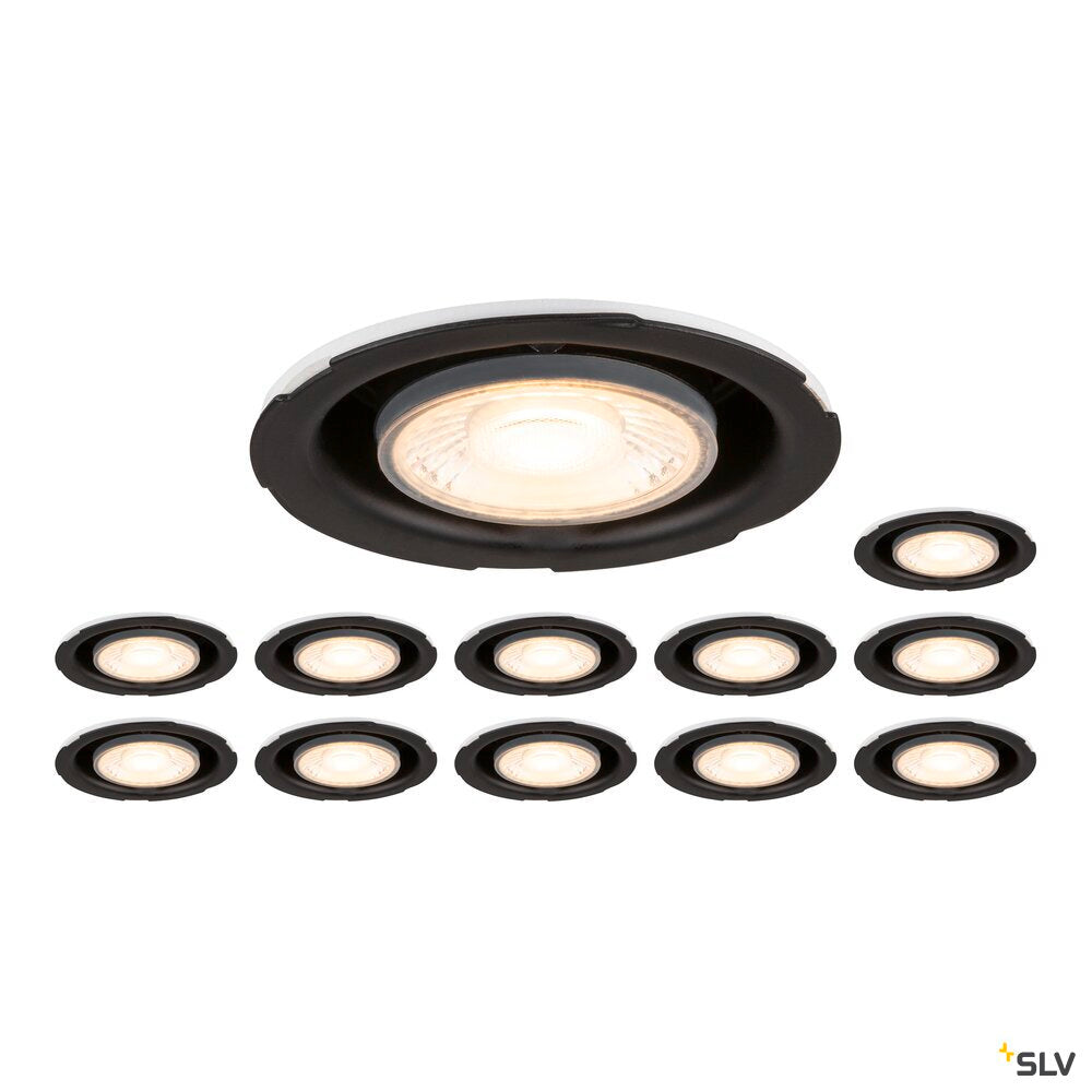 SLV Set consisting of 12 x UNIVERSAL DOWNLIGHT PHASE IP20 38°, fixed/pivoting, without cover 1008066