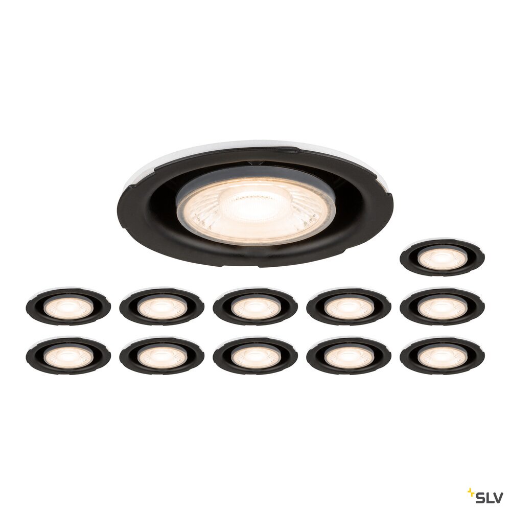 SLV Set consisting of 12 x UNIVERSAL DOWNLIGHT PHASE IP20 38°, fixed/pivoting, without cover 1008066